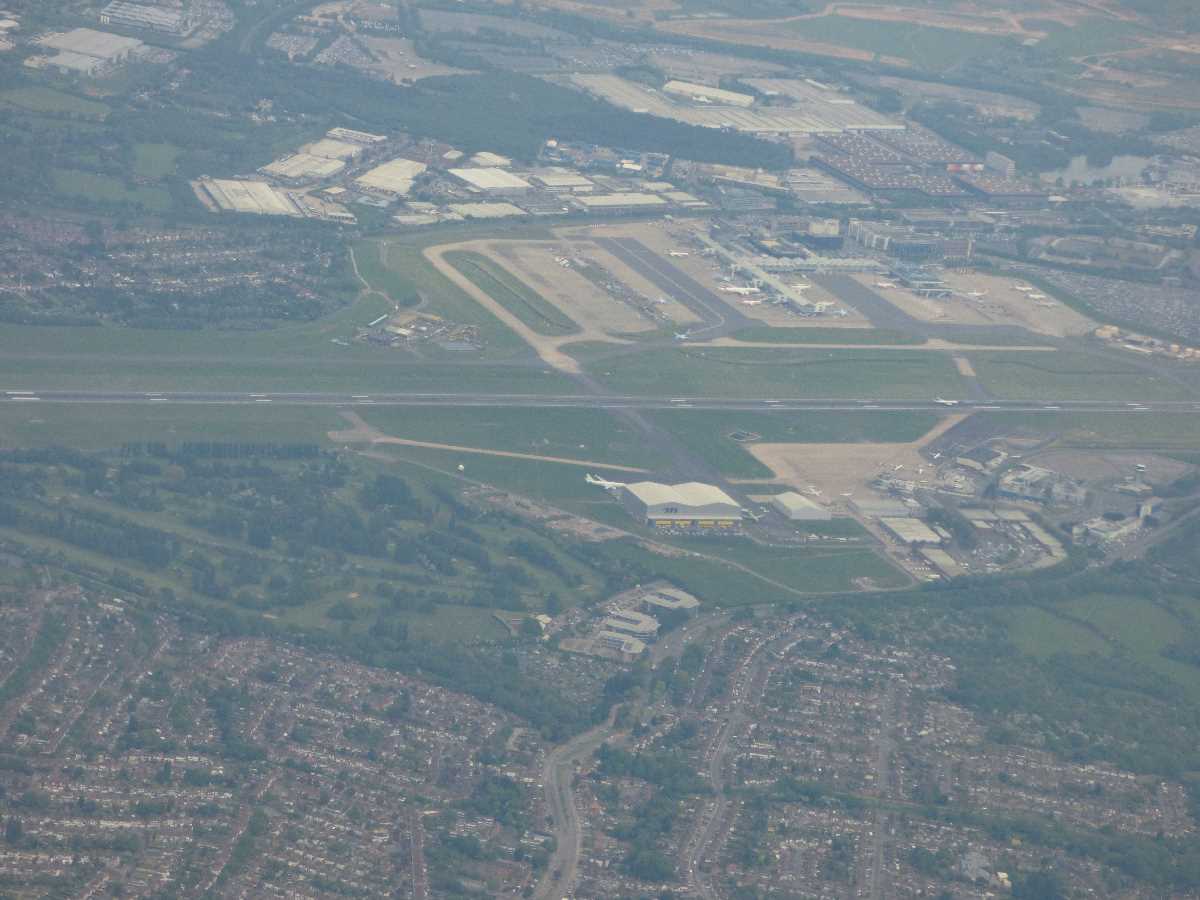 Flying over Birmingham and coming into land at Birmingham Airport
