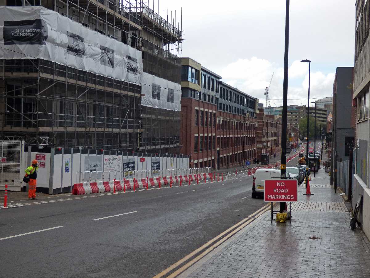 New cycle lane on Bradford Street in Digbeth