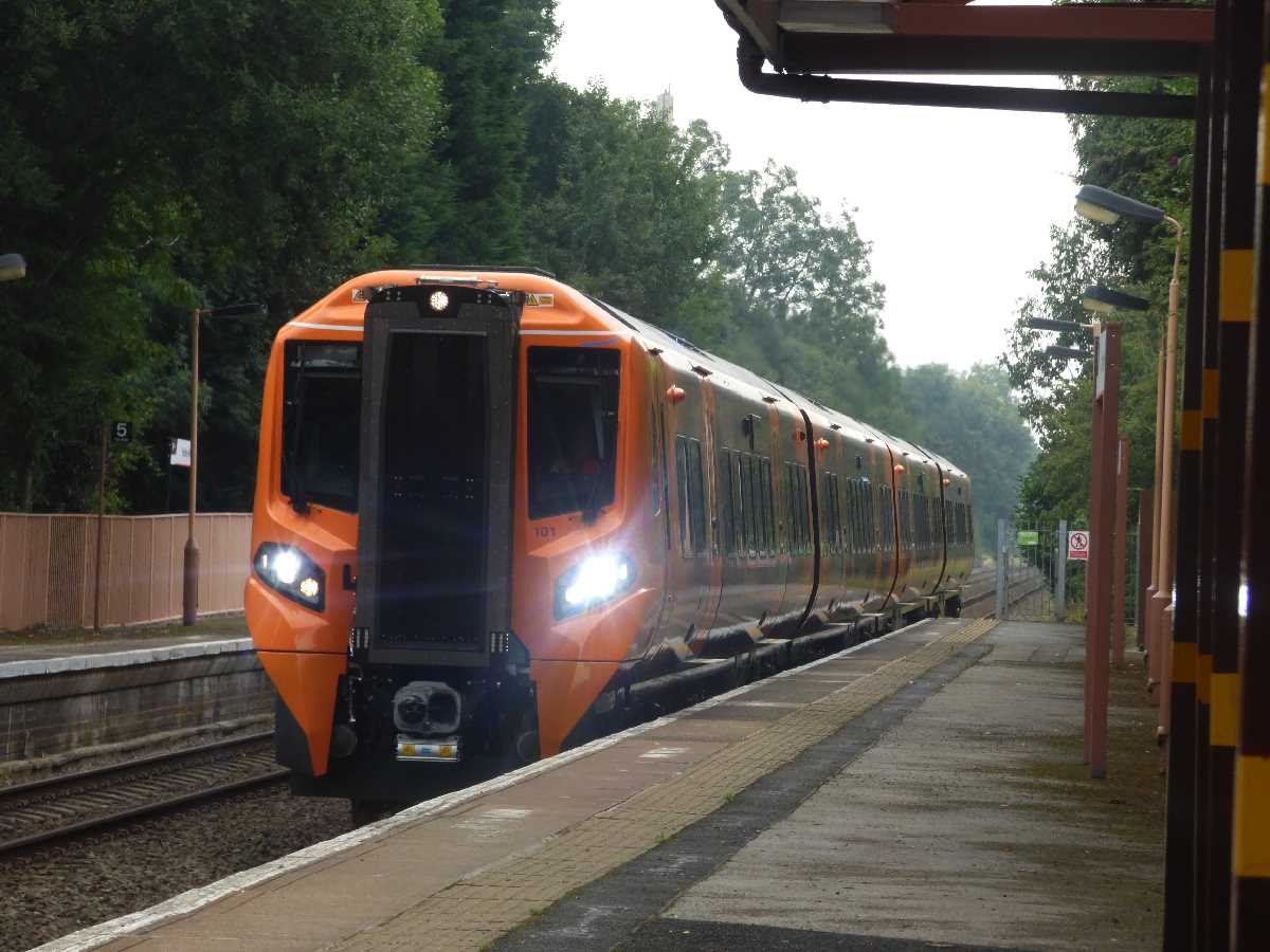 West Midlands Railway 196 101 test run through Yardley Wood Station
